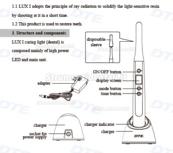 Woodpecker® Type LUX-I Lampada LED Fotopolimerizzazione 1000mw